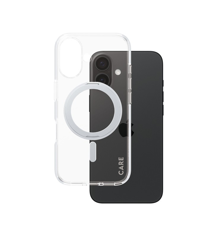 Cover PanzerGlass trasparente Kickstand Argento MagSafe iPhone 16 [5715685003875]