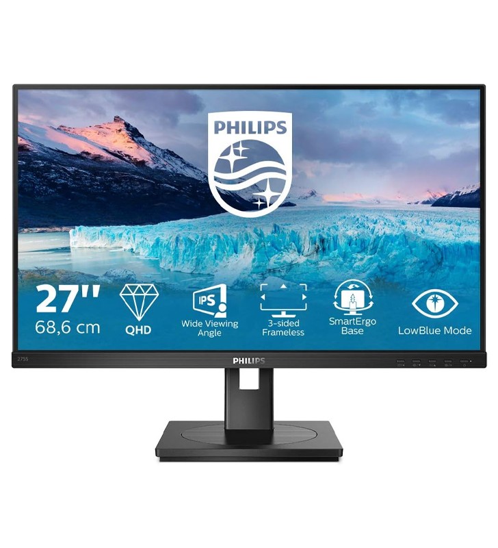 Monitor Philips 275S1 27 Pollici 2560x1440 Quad HD LED HDMI DisplayPort Black