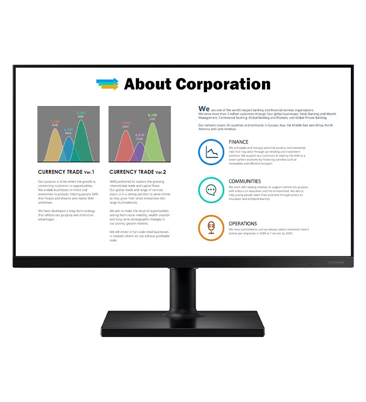 Monitor Samsung F24T450FQU 24 Pollici Full-HD LED 1920x1080 USB HDMI DP Black