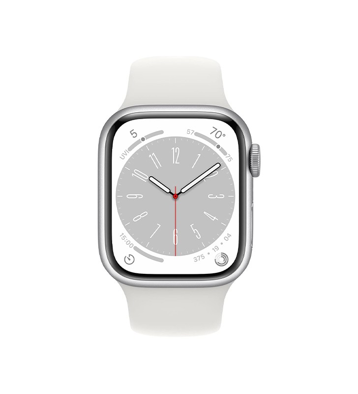 Smartwatch Apple Watch Series 8 GPS LTE (A2775) Aluminium 45mm 32GB OLED Silver - White Strap [Grade A]